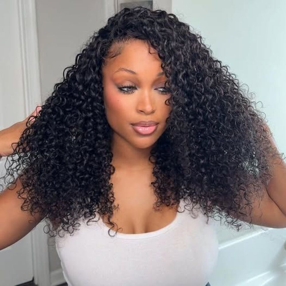 NEW HUMAN HAIR Water Wave Half Wig Human Hair 22 Inch 200 Density Glueless